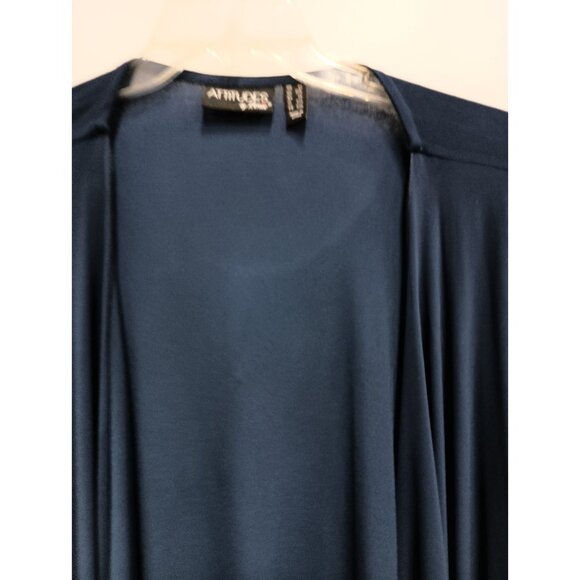 Attitudes By Renee Cardigan Womens 1X Blue Jersey Asymmetric Capsule Minimalist - Picture 2 of 11